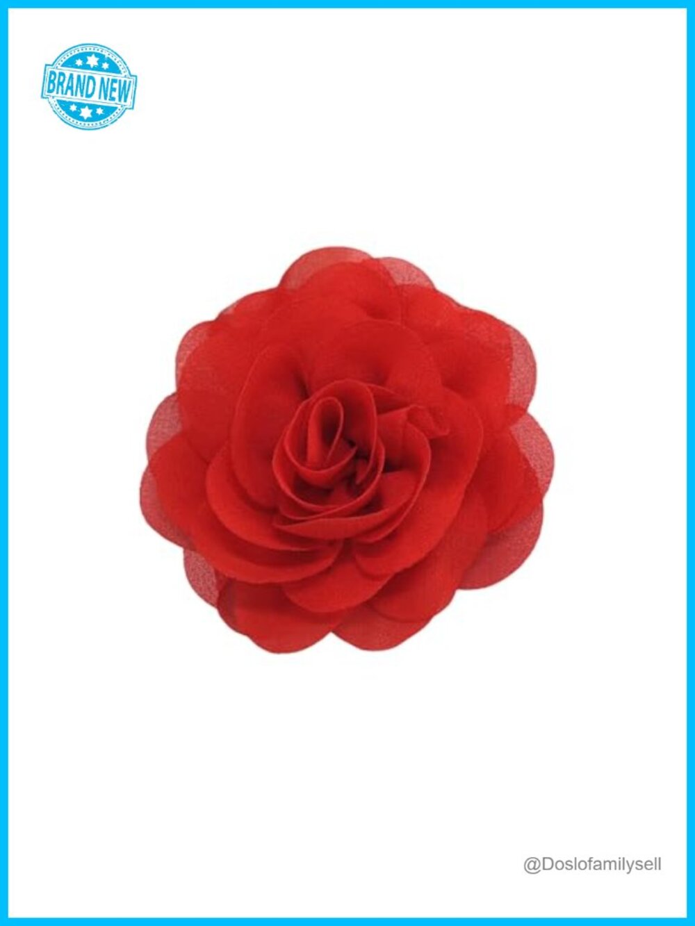 Chiffon Fabric 3D Rose Floral Brooch Hair Clip Lapel Pin 85mm